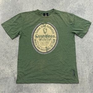 Guinness Men's XL Irish Gaelic Label Green Short Sleeve Crewneck T-Shirt Logo